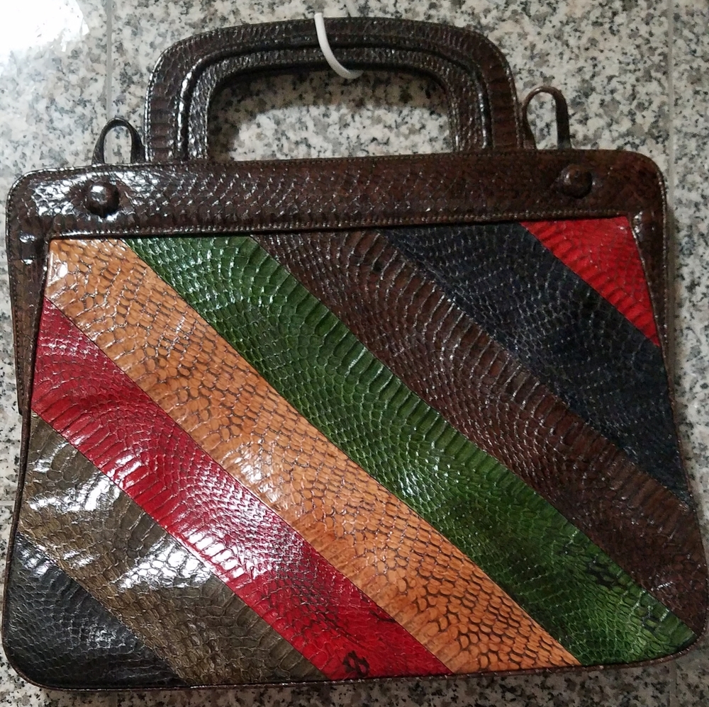 Vintage multicolored snakeskin handbag